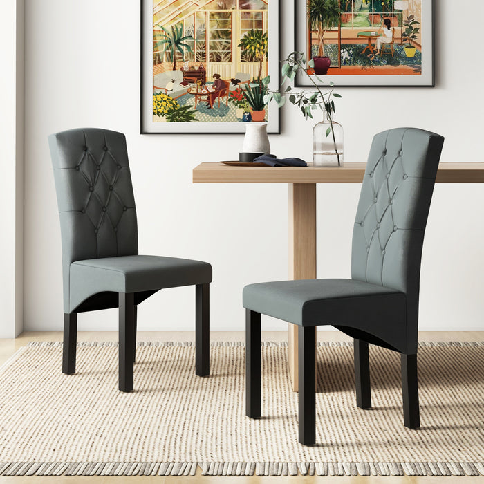 Modern Dining Chair with High Backrest High-density Sponge Cushion-Dark Gray