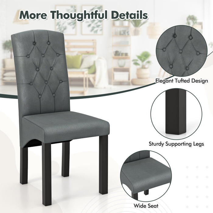 Modern Dining Chair with High Backrest High-density Sponge Cushion-Dark Gray