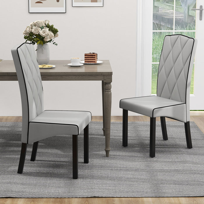 Modern Dining Chair with High Backrest High-density Sponge Cushion-Light Gray