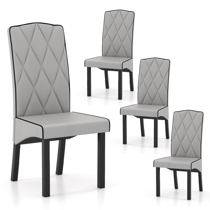 Modern Dining Chair with High Backrest High-density Sponge Cushion-Light Gray