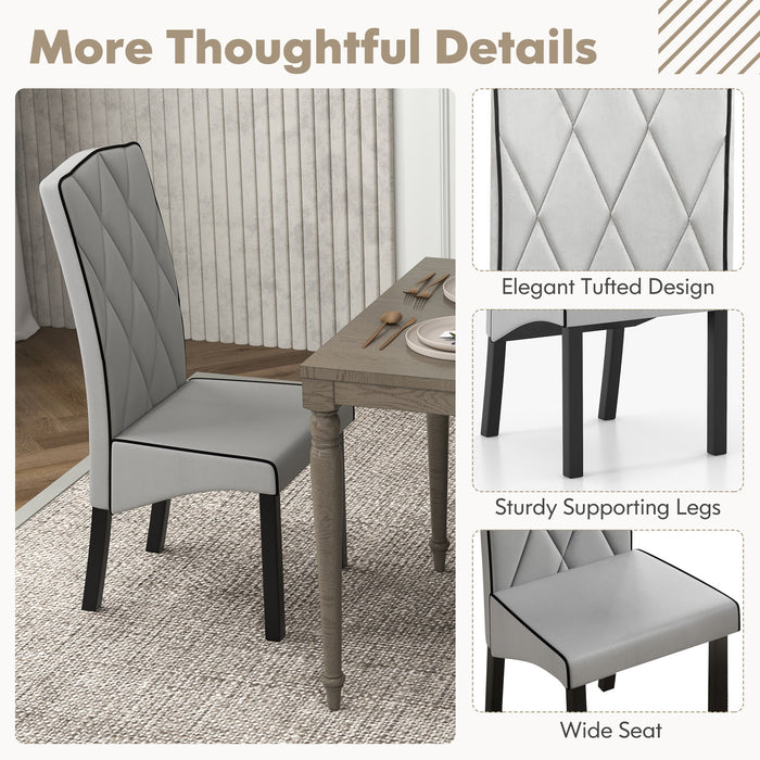 Modern Dining Chair with High Backrest High-density Sponge Cushion-Light Gray