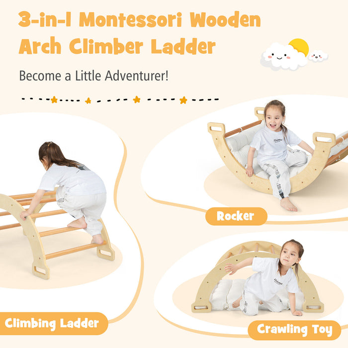 2-in-1 Arch Rocker with Soft Cushion for Toddlers-Natural