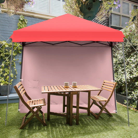 10 x 10 Feet Pop Up Tent Slant Leg Canopy with Detachable Side Wall-Red