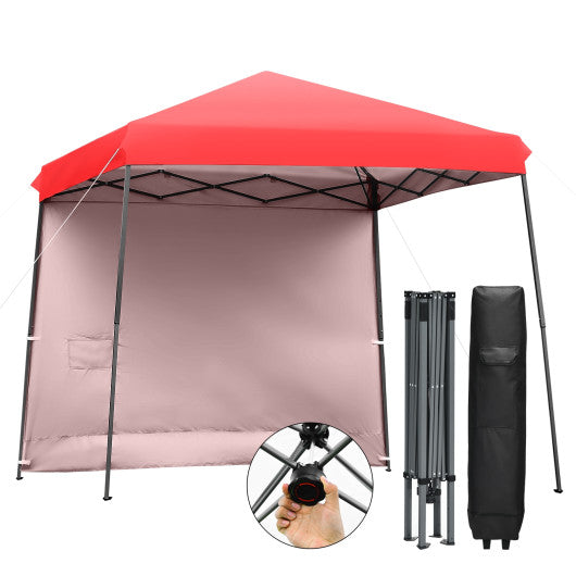 10 x 10 Feet Pop Up Tent Slant Leg Canopy with Detachable Side Wall-Red