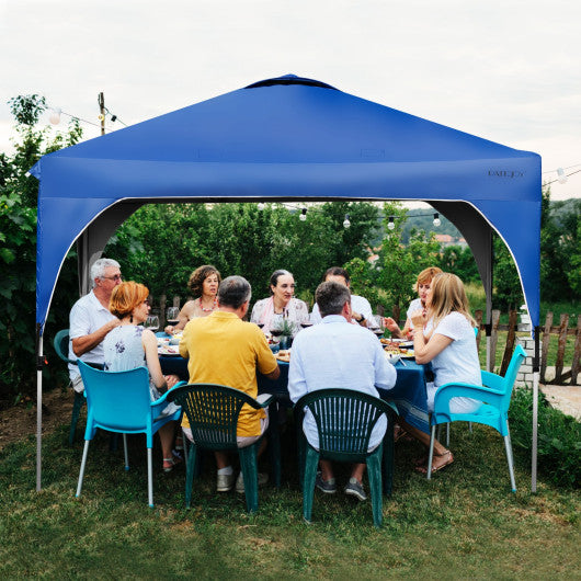 10 x 10 Feet Outdoor Pop-up Camping Canopy Tent with Roller Bag-Blue