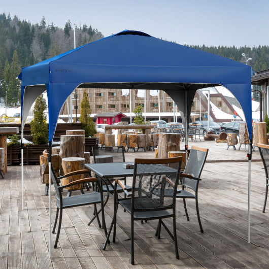 10 x 10 Feet Outdoor Pop-up Camping Canopy Tent with Roller Bag-Blue