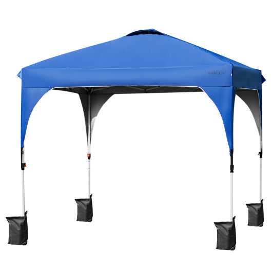 10 x 10 Feet Outdoor Pop-up Camping Canopy Tent with Roller Bag-Blue