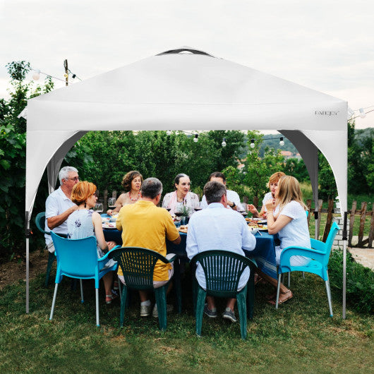 10 x 10 Feet Outdoor Pop-up Camping Canopy Tent with Roller Bag-White