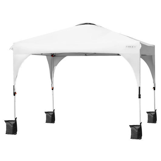 10 x 10 Feet Outdoor Pop-up Camping Canopy Tent with Roller Bag-White