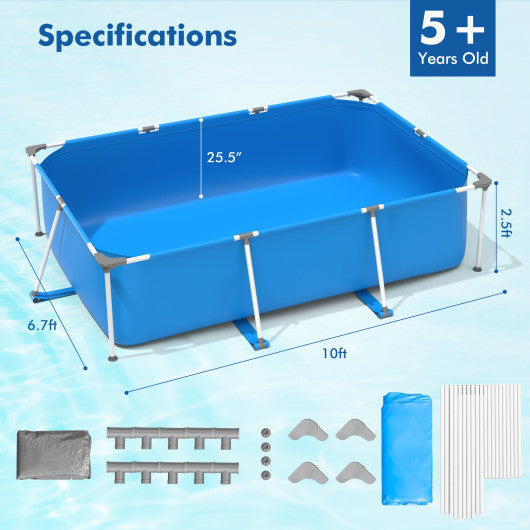 Above Ground Swimming Pool with Pool Cover-Blue