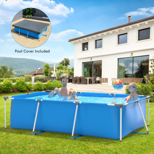 Above Ground Swimming Pool with Pool Cover-Blue