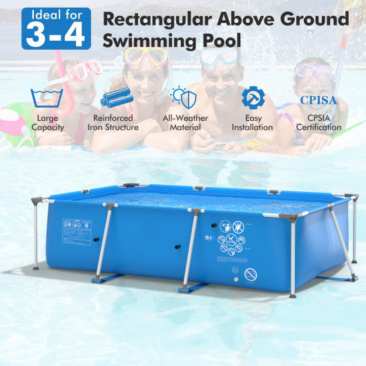 Above Ground Swimming Pool with Pool Cover-Blue