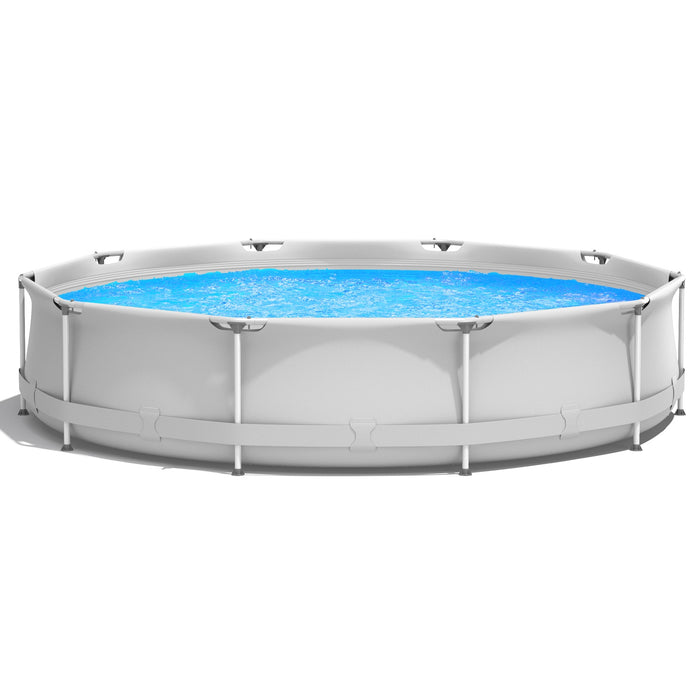 Round Above Ground Swimming Pool With Pool Cover-Gray