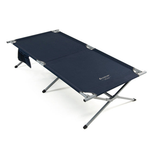 Extra Wide Folding Camping Bed with Carry Bag and Storage Bag-Blue