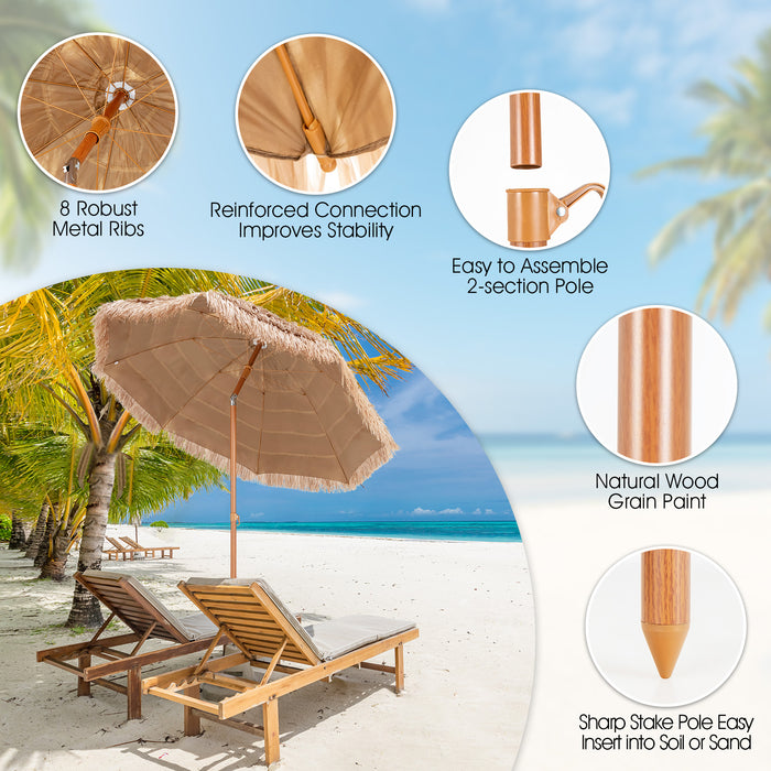 7.2 Feet Patio Thatched Tiki Umbrella Hawaiian Hula Beach Umbrella