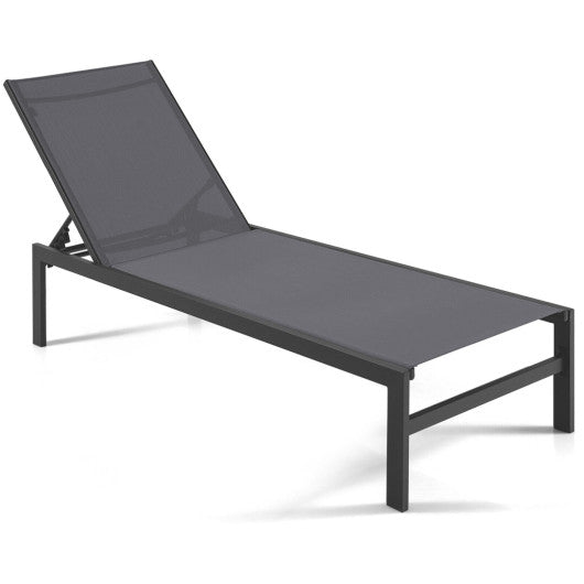 6-Position Chaise Lounge Chairs with Rustproof Aluminium Frame-Gray