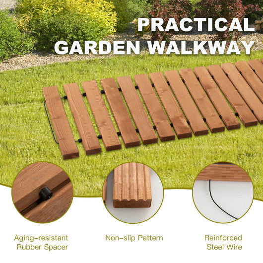 8 Feet Roll-out Weather-Resistant Patio Hardwood Pathway-17 Inch