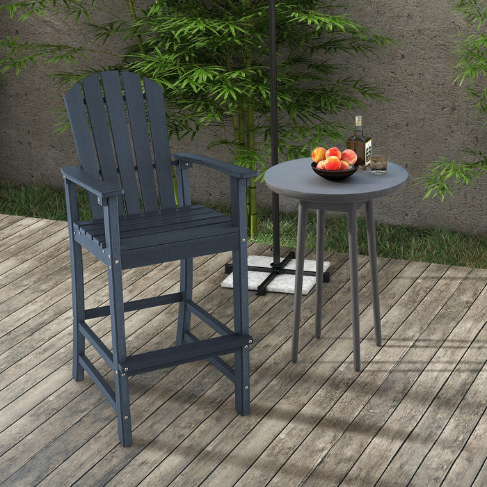 30 Inches Counter Height Outdoor HDPE Bar Stool with Armrests and Footrest-Navy