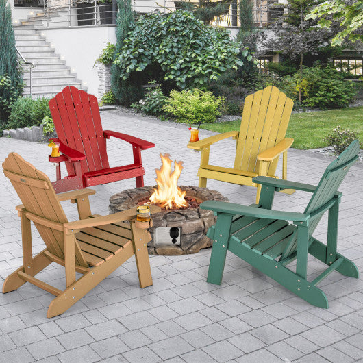 Weather Resistant HIPS Outdoor Adirondack Chair with Cup Holder-Red