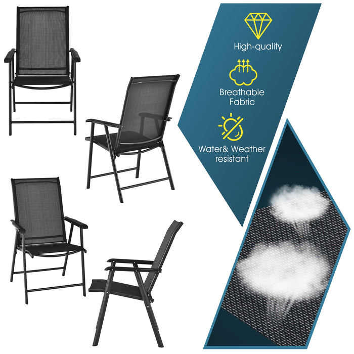 4-Pack Patio Folding Chairs Portable for Outdoor Camping-Black