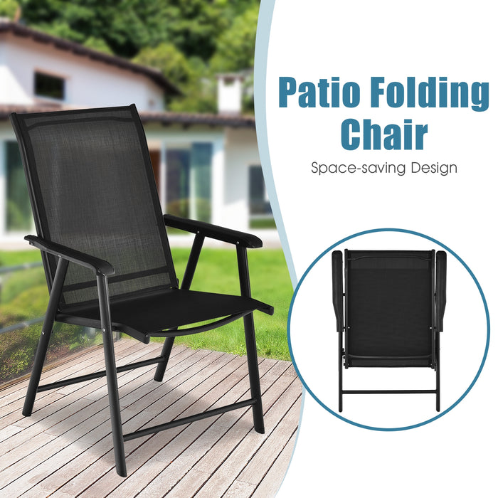 4-Pack Patio Folding Chairs Portable for Outdoor Camping-Black