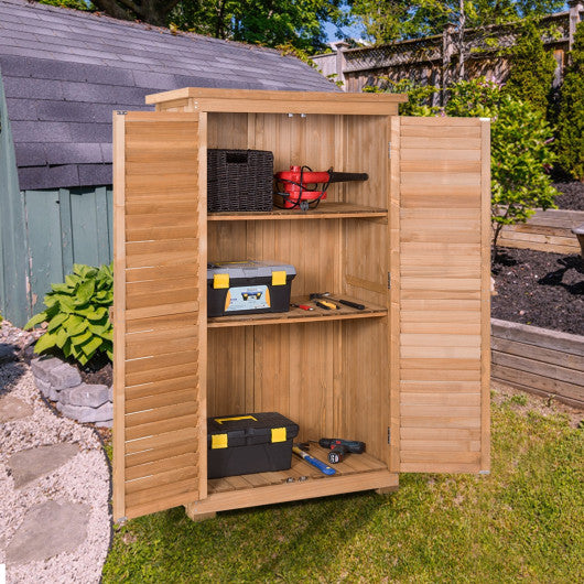 63 Inch Tall Wooden Garden Storage Shed in Shutter Design