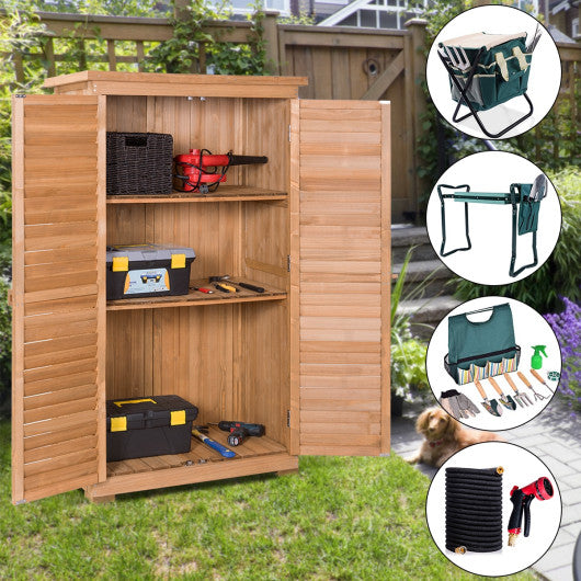 63 Inch Tall Wooden Garden Storage Shed in Shutter Design