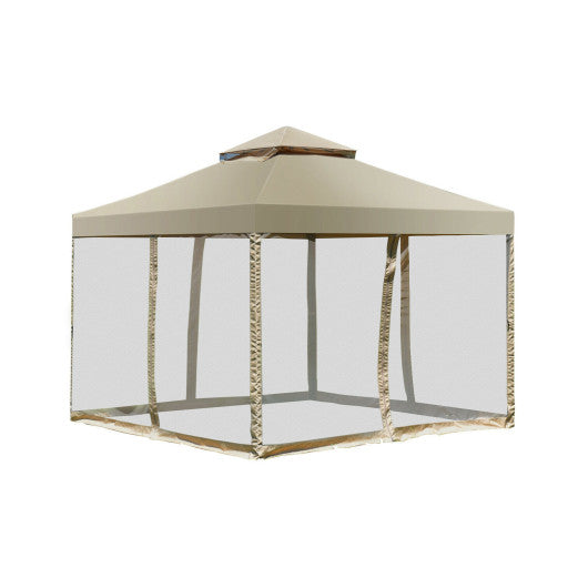 Outdoor 2-Tier 10 Feet x 10 Feet Screw-free Structure Shelter Gazebo Canopy