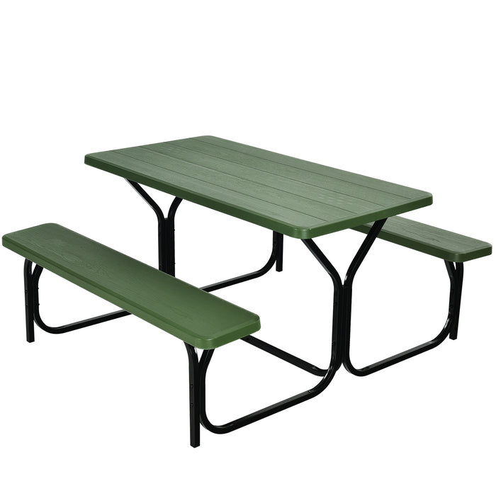 Outdoor Picnic Table Bench Set for Camping-Green