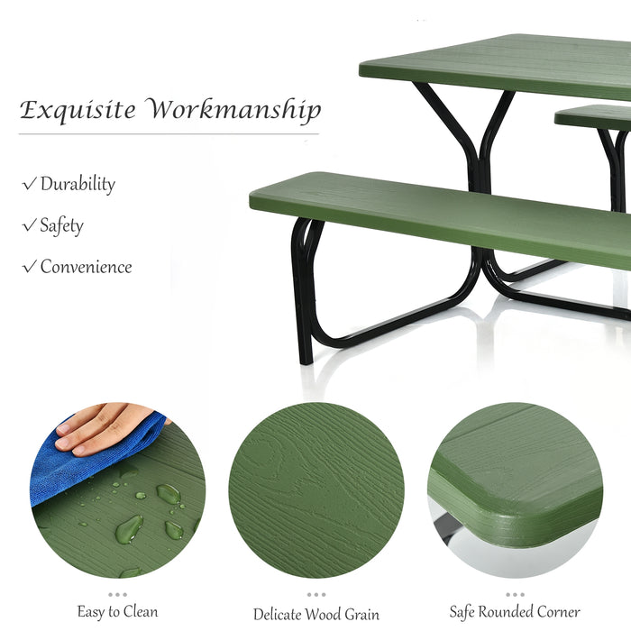 Outdoor Picnic Table Bench Set for Camping-Green