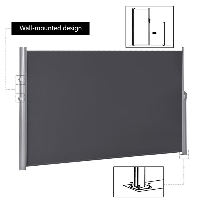 118.5 x 63 Inch Patio Retractable Folding Side Awning Screen Privacy Divider