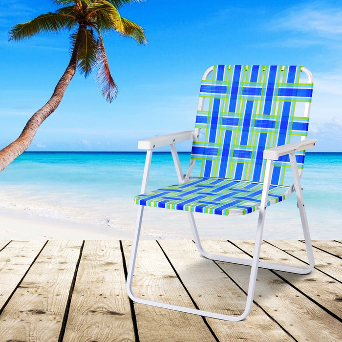 6 pcs Folding Beach Chair Camping Lawn Webbing Chair-Blue