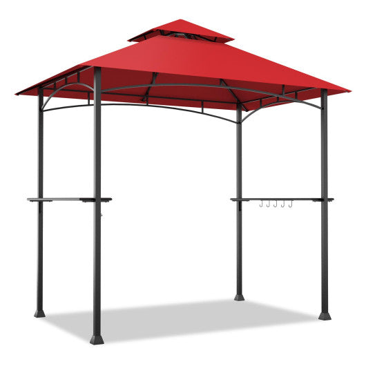 8 x 5 Feet Outdoor Barbecue Grill Gazebo Canopy Tent BBQ Shelter-Wine