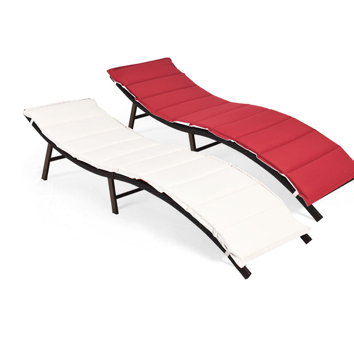 2Pcs Folding Patio Lounger Chair