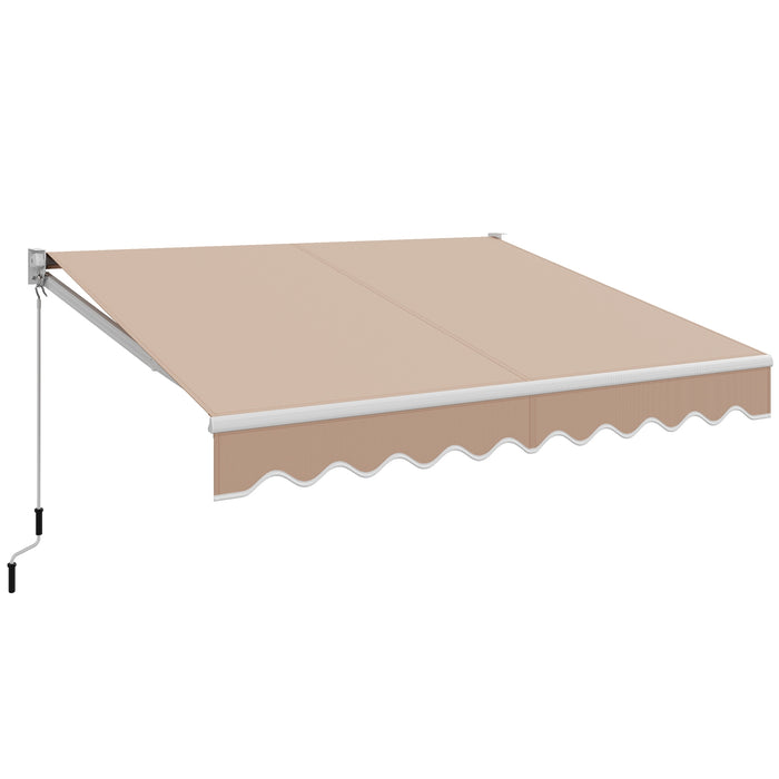 8 x 6.6 Feet Patio Retractable Awning with Manual Crank Handle-Beige