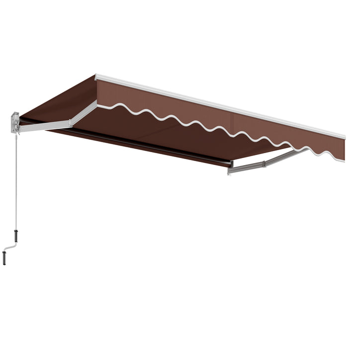 8 x 6.6 Feet Patio Retractable Awning withManual Crank Handle-Brown