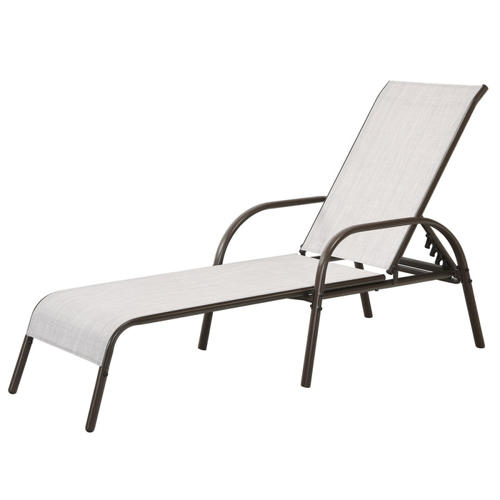 Adjustable Patio Chaise Folding Lounge Chair with Backrest-Gray