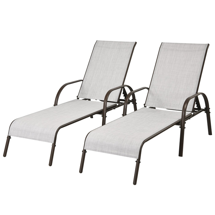 Adjustable Patio Chaise Folding Lounge Chair with Backrest-Gray