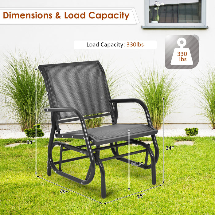 Outdoor Single Swing Glider Rocking Chair with Armrest-Gray