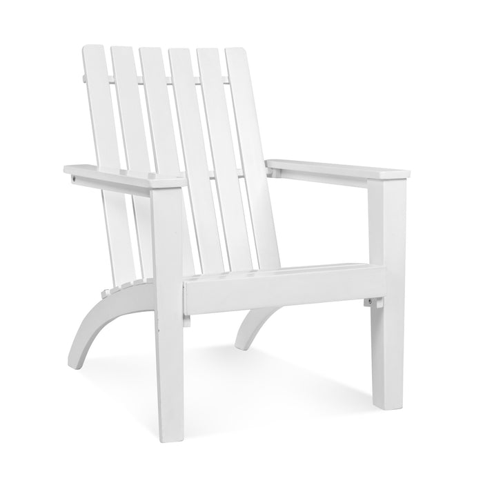 Outdoor Durable Patio Acacia Wood Adirondack Lounge Armchair-White