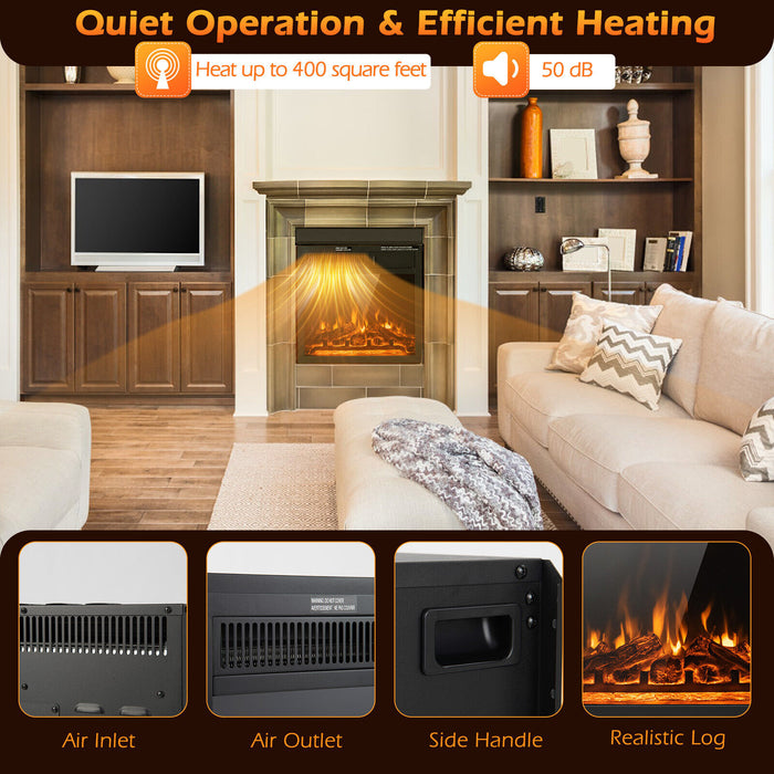 18/22.5 Inch Electric Fireplace Insert with 7-Level Adjustable Flame Brightness