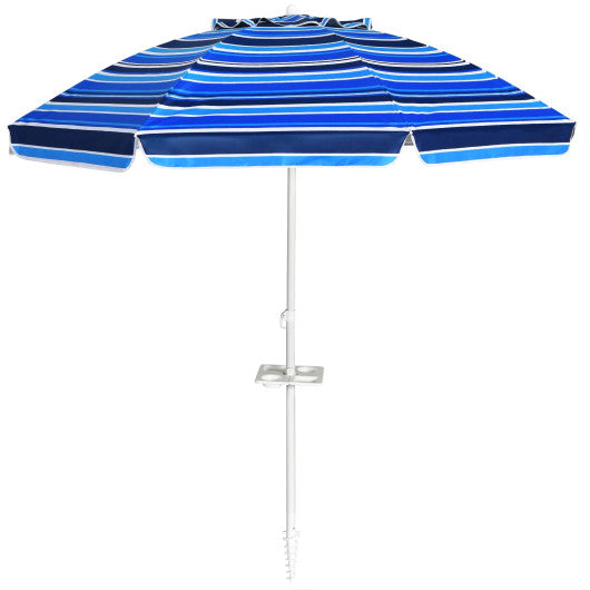 7.2 Feet Portable Outdoor Beach Umbrella with Sand Anchor and Tilt Mechanism-Navy