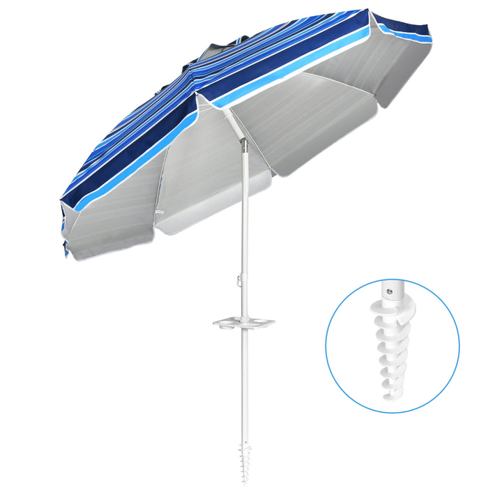 7.2 Feet Portable Outdoor Beach Umbrella with Sand Anchor and Tilt Mechanism-Navy