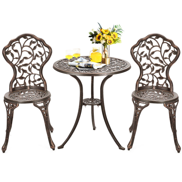 3 Pieces Cast Aluminum Bistro Set