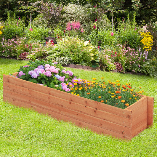 Fir Wood Planter Box with 2 Drainage Holes and 3 Added Bottom Crossbars-Orange