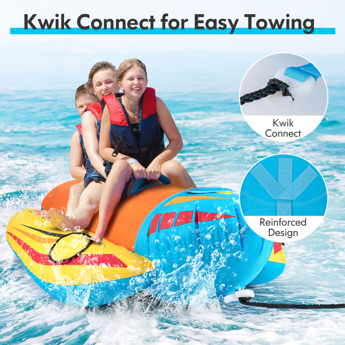 3-Person Inflatable Banana Boat with 3 EVA-padded Seats and Handles