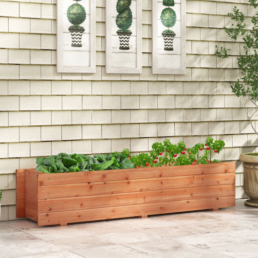 Fir Wood Planter Box with 2 Drainage Holes and 3 Added Bottom Crossbars-Orange