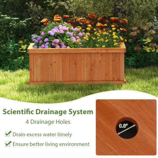 Raised Garden Bed Wooden Planter Box with 4 Drainage Holes and Detachable Bottom Panels-Orange