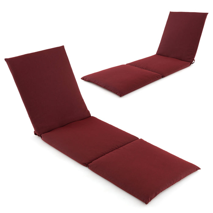 Outdoor Chaise Lounge Cushion Patio Furniture Folding Pad with Fixing Straps-Red