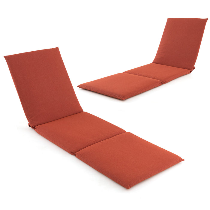 Outdoor Chaise Lounge Cushion Patio Furniture Folding Pad with Fixing Straps-Orange